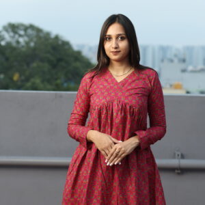 Rich red with traditional prints short kurti